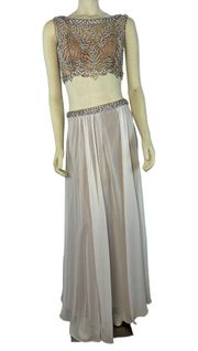 TERANI COUTURE PROM 1611P1018 White & Nude size 6