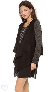 House of Harlow 1960 Celine Black & Gold Open Front Knit Cardigan S