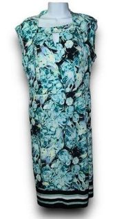 Beige by eci green floral keyhole neck long dress women’s size 8