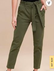 Cropped Ankle Pants Olive Green Medium