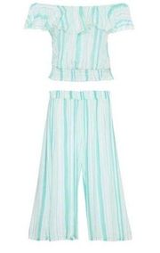 NWT Revolve Eberjey Aqua Painted Striped Set Marcia Anais Women’s size Medium