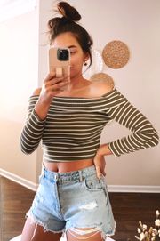 NWT Olive Green Ribbed Long Sleeve Crop Top