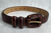 Vintage Nordstrom Size Medium Brown Genuine Leather Calfskin Belt Made in Italy