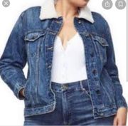 Good American blue denim Sherpa jacket