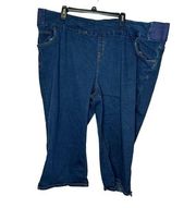 Woman Within Petite Women Denim Crop Jeans High-Rise Blue Pull On Stretch 34WP