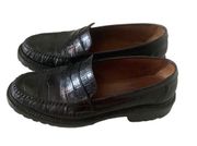 Ralph Lauren vintage 90s black loafers lug sole croc embossed leather chunky 8.5