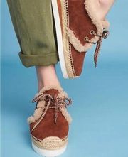 See by Chloe | Anthropologie Glyn Genuine Shearling Espadrille Lace Up Shoe | 39