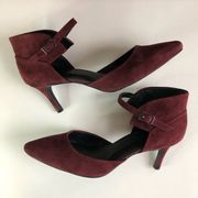 H by Halston Laurie Ankle Strap Heels in Merlot