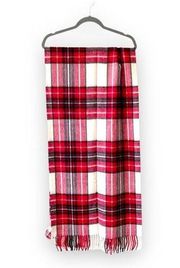 Talbots Pure Cashmere Red Plaid Rectangle Scarf Oversized Warmth Gift Giving New