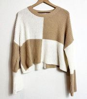 Jessica Simpson M Wool Blend Tan Knit Cropped Sweater