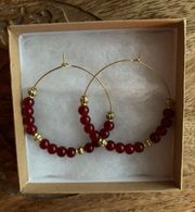 Red Beaded Hoops 