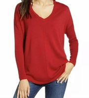 Chelsea 28 Everyday V-Neck Sweater Red Chili Cashmere Blend NWT