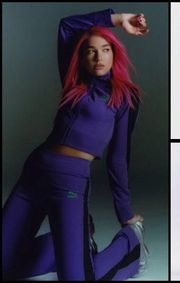 PUMA X DUA LIPA T7 ROYAL PURPLE CROPPED LOGO JACKET SIZE XS