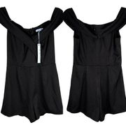 She and Sky Romper Black Small Off Shoulder New