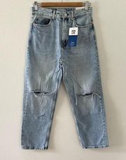 Bershka Jeans Womens 4 Cropped Straight High Rise Distressed Casual Classic NWT