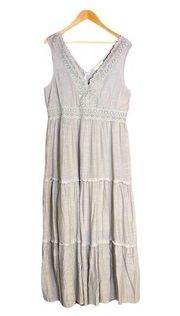 Rebellion Again Women's Dress Sz XL Neutral Mixi Tiered Sleeveless Rayon Blend