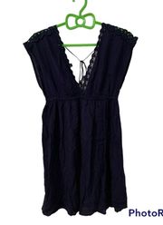 Accessorize English Brand Bikini Coverup Navy Lace Short Summer Dress S