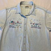 Embroidered beach cottage shirt