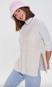 cable knit split sweater vest