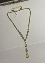 CH Crazy Horse by Liz Claiborne SOCIAL OPAL Necklace Gold Tone Chain $22