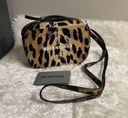 Balenciaga Calfskin Printed Leopard XS Everyday Camera Bag Beige White