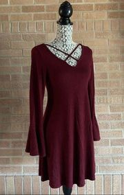 Moa Moa Red & Black Bell Sleeves Dress Size XS