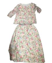 Vintage Leslie Faye floral two piece blouse/skirt