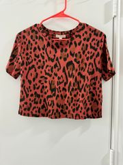 NWT  Animal Leopard Print Short Sleeve Crop Top- Size Small