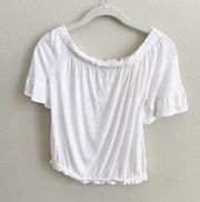 Emma and Sam White Off Shoulder Cropped Top