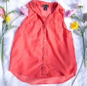 Wet Seal Coral Pink Button Thin Size XS Top Sheer