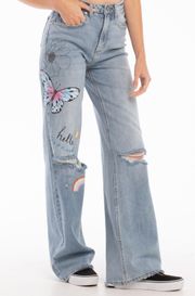 High Rise Graphic Wide Leg Jeans Size 5/27