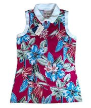 Tommy Bahama Golf Tropical Print Collared Sleeveless Top‎ Women’s XS NWT