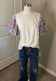 NWT THML embroidered puff sleeve top