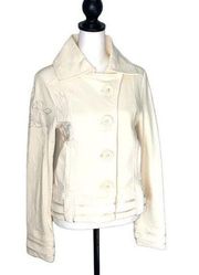 Arden B Women's Blazer Jacket Coat Snap Button Up Embroidery Beige Size Small