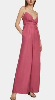 BCBGMaxazria Empire-Waist Wide-Leg Jumpsuit in Pink Size XS