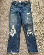 Raw Hem Straight Leg Jeans