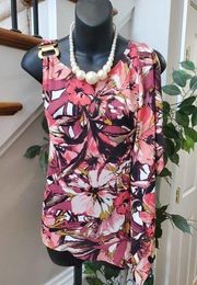 Thalia Sodi Women's Multicolor Floral Round Neck Sleeveless Top Blouse Large