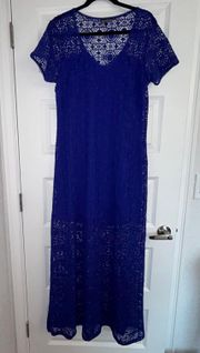 Crochet Knit Short Sleeve Maxi Dress  *See Measurements