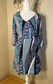 NWT! BeBop Floral Paisley Mixed Print Faux Wrap Floral Dress Small