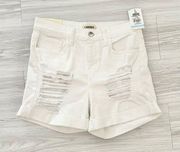 L'agence White Balboa Distressed Double Roll Cuffed Shorts NWT 24