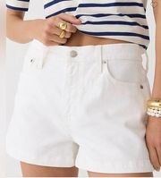 J Crew High-rise A-line denim short in white wash