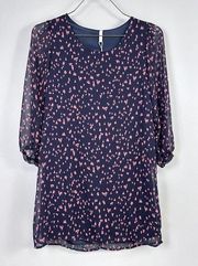 New Pink Blush Tunic Top Blouse Coral Navy Triangle Print Maternity Size Small