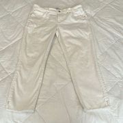 Kensie sz 10/30 off white crop pants raw hem w/ slits at side hem GUC