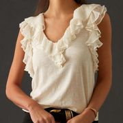 ANTHROPOLOGIE By Anthropologie Ruffled V-Neck Blouse SIZE LARGE