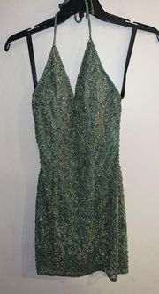 PRIMAVERA COUTURE Women’s Sage Green Beaded Cocktail Dress Size 6 NEW