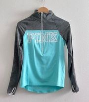 PINK - Victoria's Secret  Teal & Gray Quarter Zip