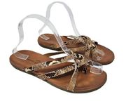 Seven7 Snakeskin Faux Leather Strappy Toe Loop Slip-on Slides Sandal Size 8