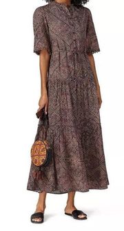 Apiece Apart Alta Boho Midi Dress Brown ShortSleeve Size 16