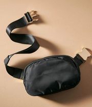 Anthropologie NWT Black Noir Nylon Crossbody Adjustable Sling Belt Bag