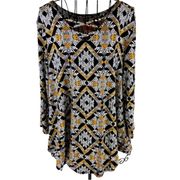 RUBY Rd Mixed Geometric and Animal Print Tunic Top Women’s Size Medium